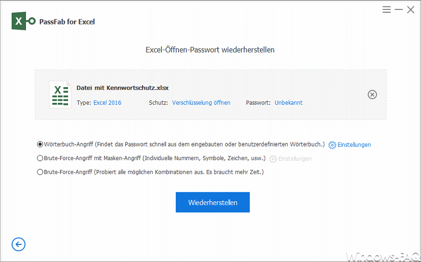 Excel Öffnen Passwort wiederherstellen