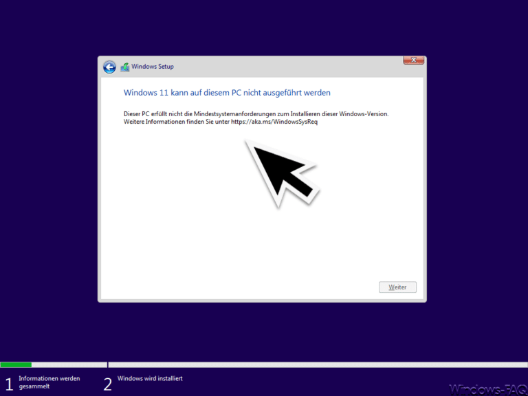 Windows 11 kann auf diesem PC nicht ausgeführt werden