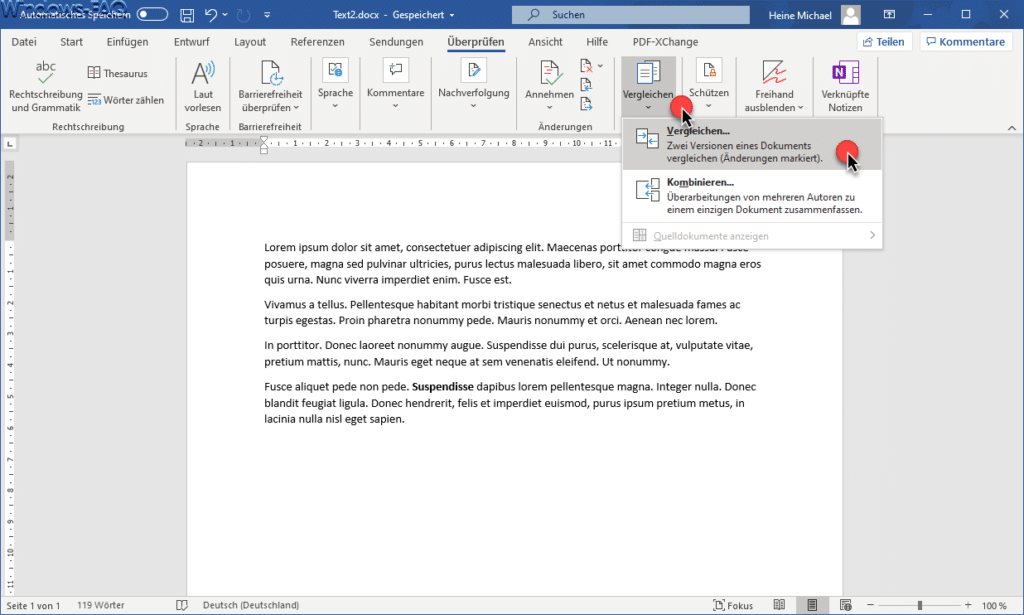 Word Dokumente vergleichen