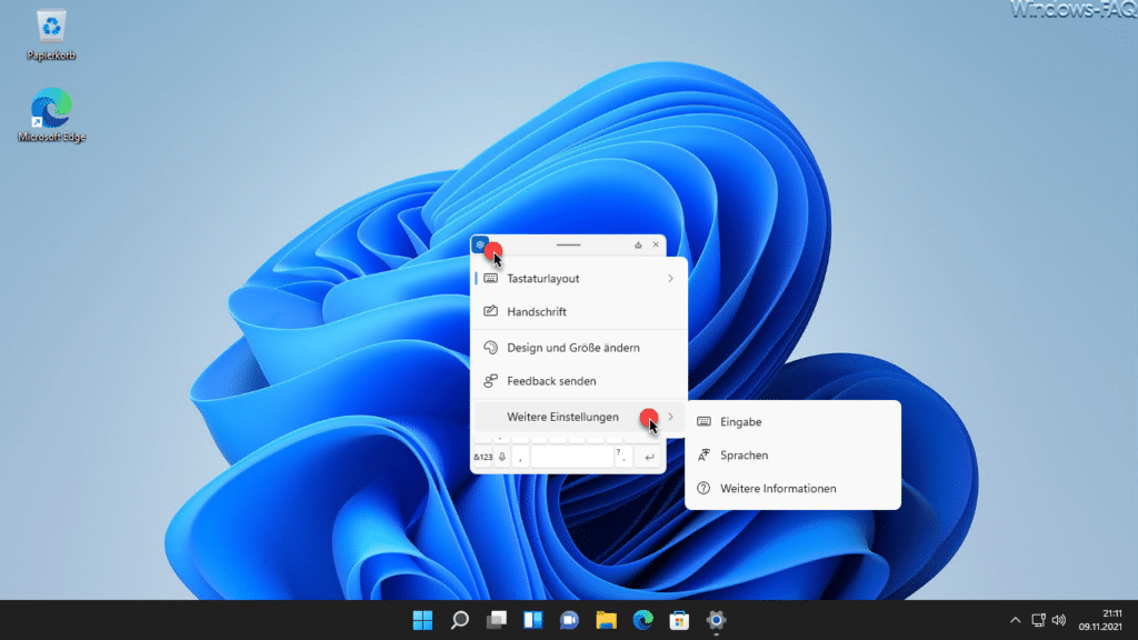 Windows 11 Bildschirmtastatur weitere Einstellungen