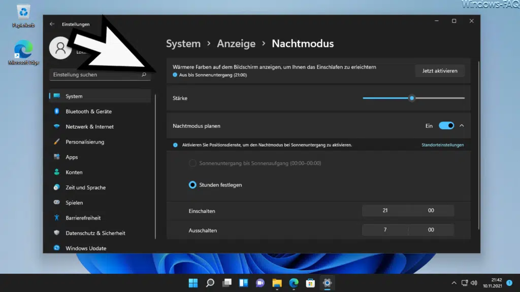 Windows 11 Nachtmodus wärmere Farben