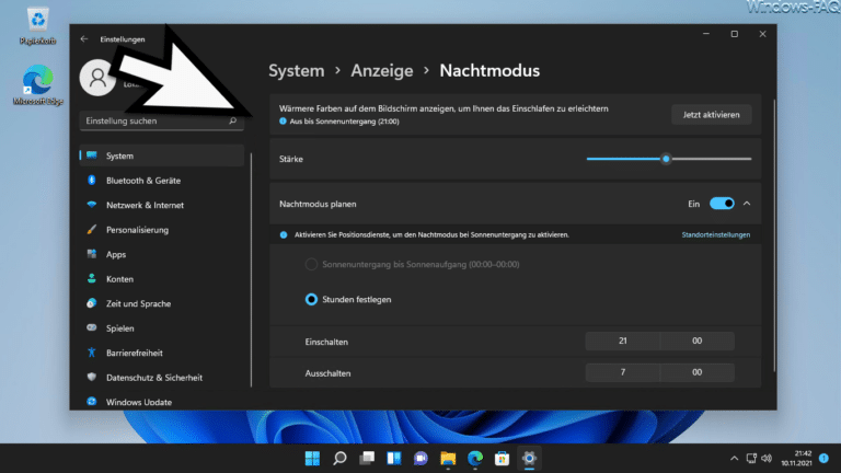 Windows 11 Nachtmodus für Darstellung wärmerer Farben