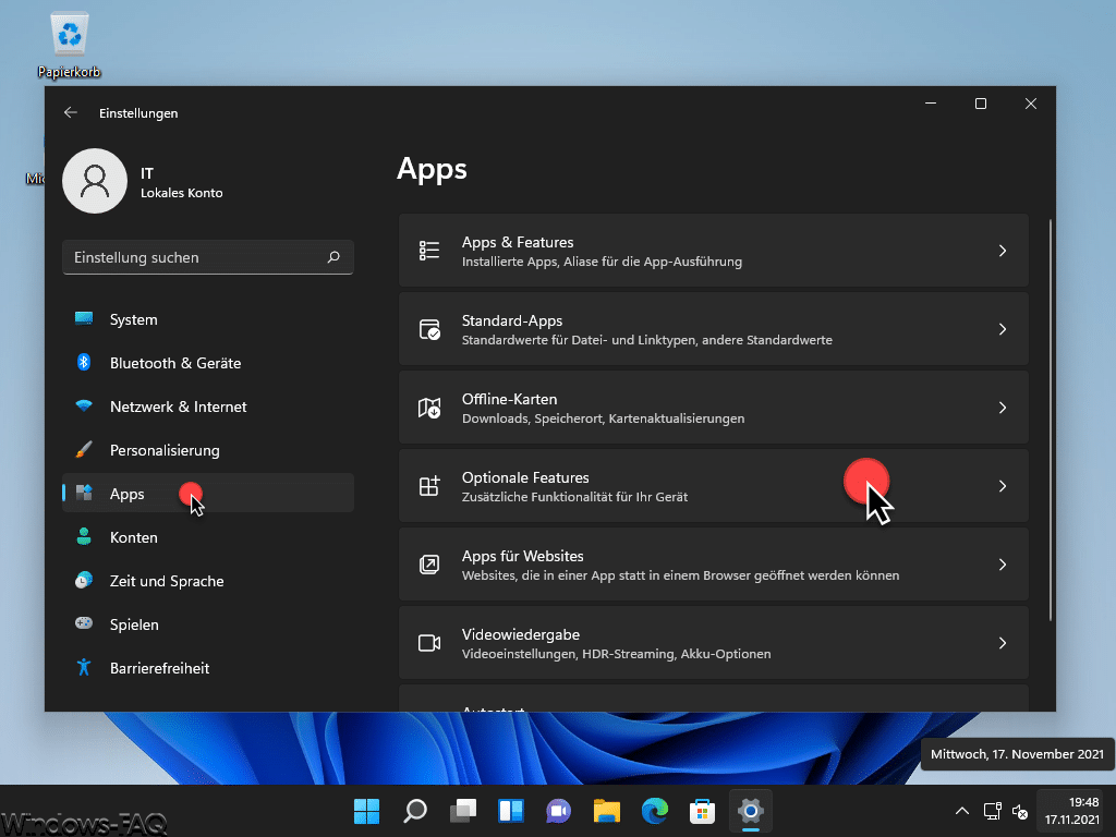 Windows 11 Optionale Features