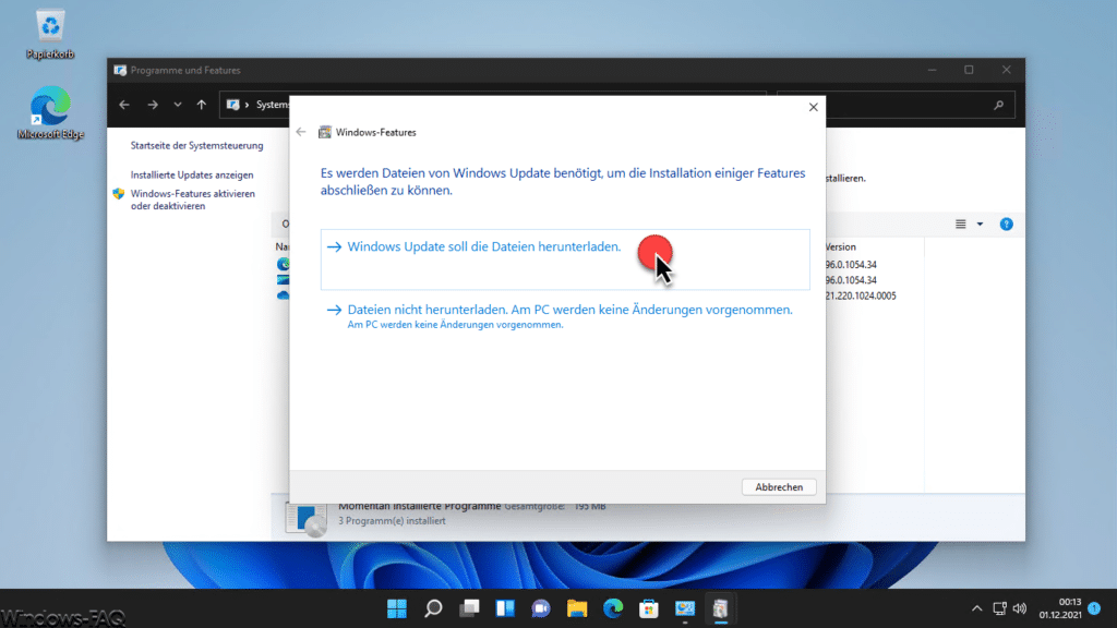 Windows 11 Update soll die Dateien herunterladen