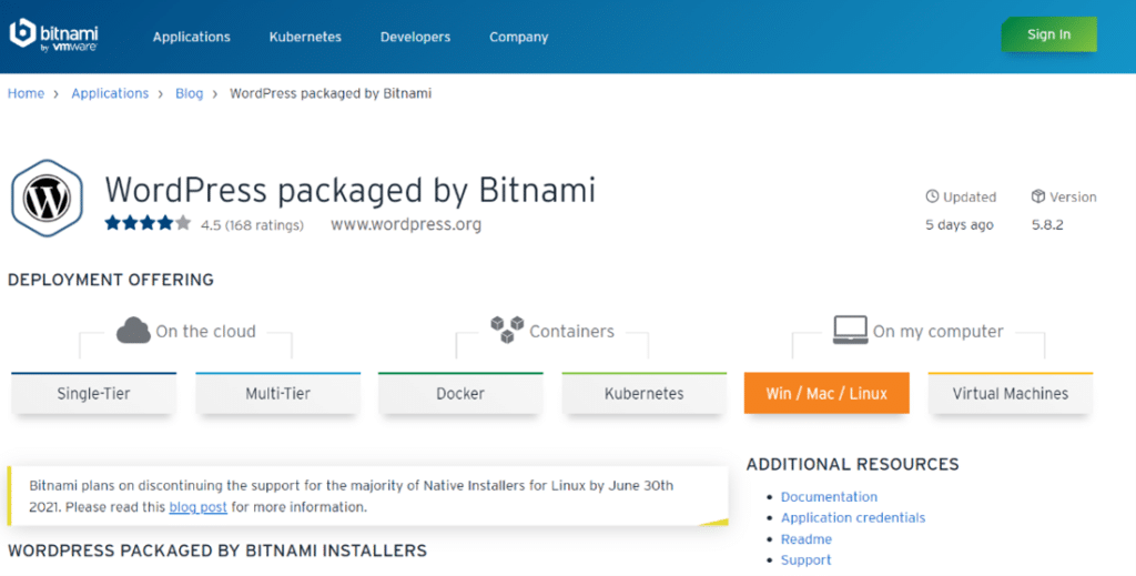 WordPress mit Bitnami lokal installieren