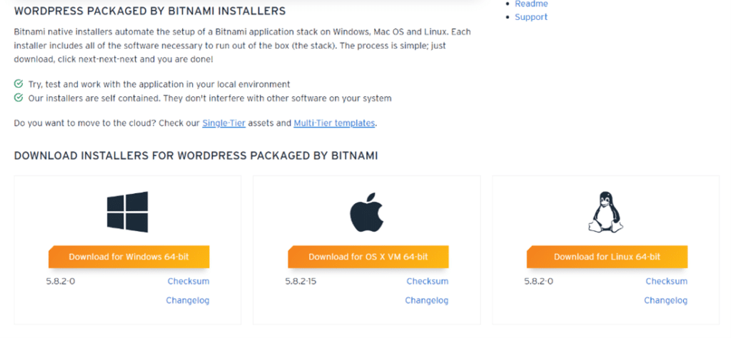 WordPress Packaged by Bitnami Installers