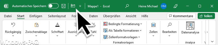 E-Mail Symbol in Excel Symbolleiste