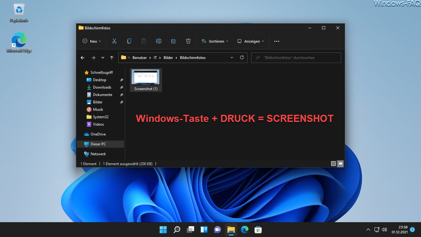 Welche Tastenkombination für Screenshot bei Windows 10 oder Windows 11?