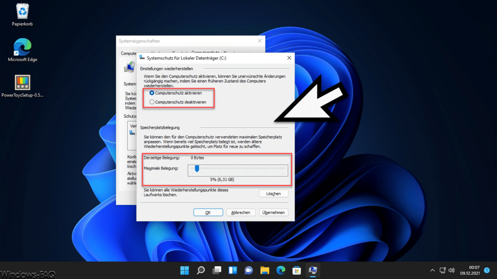 Windows 11 Computerschutz aktivieren
