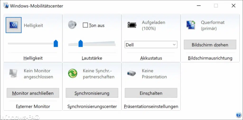 Windows Mobilitätscenter