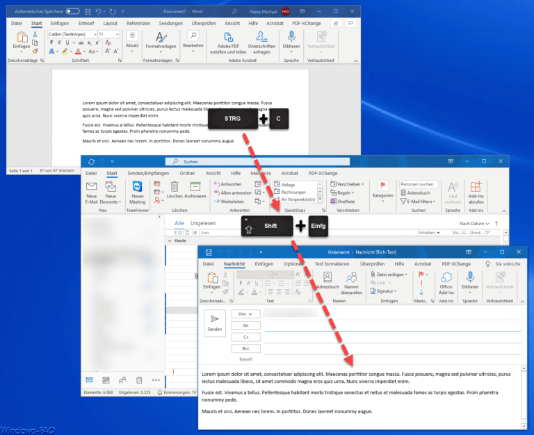 Outlook Trick: Per Tastenkombination schnell eine E-Mail mit Inhalt der Zwischenablage erstellen