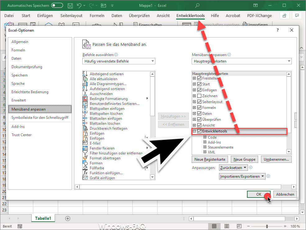Excel Entwicklertools