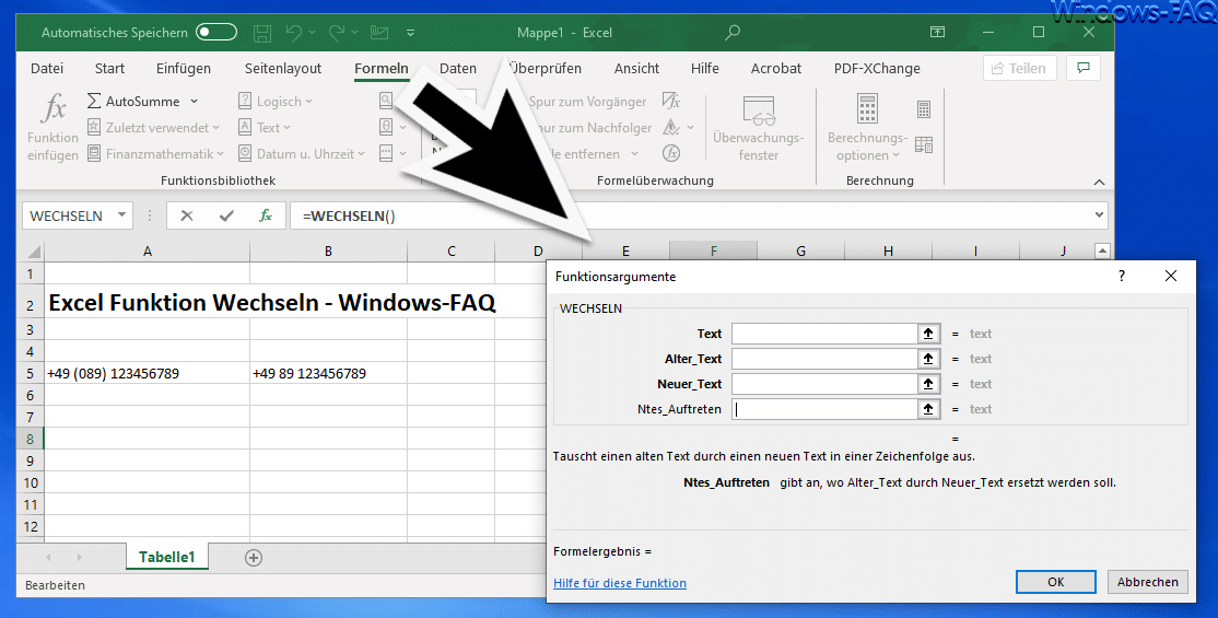 Excel Text, Zahlen oder Zeichenfolgen ersetzen mit der Wechseln Funktion Windows FAQ