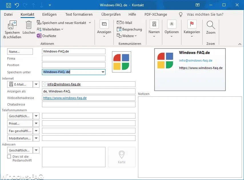 Outlook Kontakt