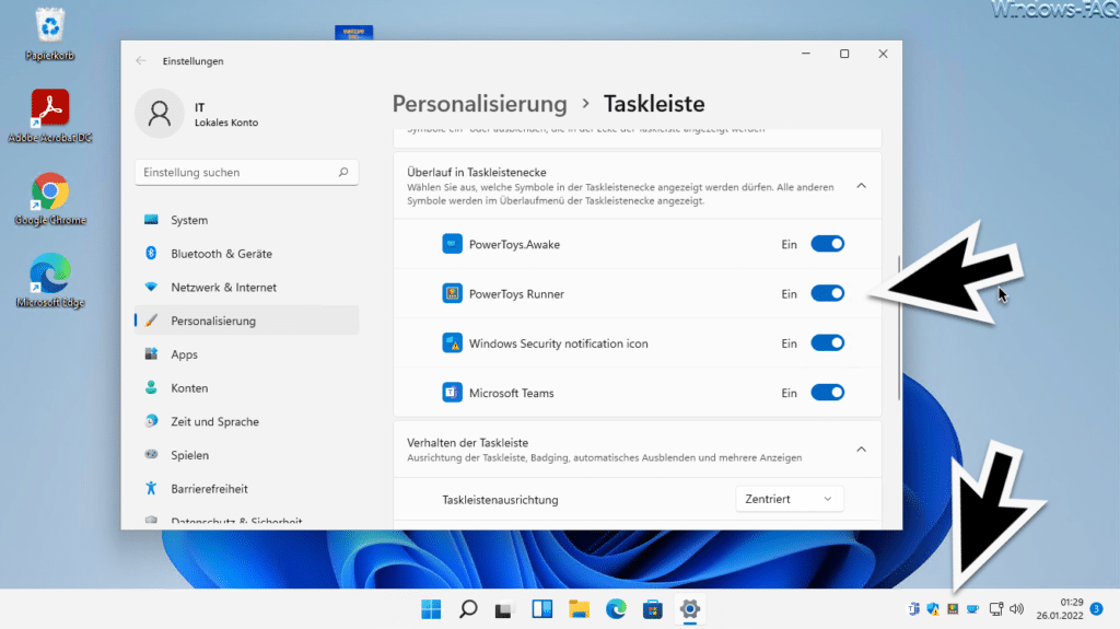 Windows 11 Taskleiste alle Symbole