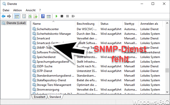 SNMP Dienst fehlt bzw. lässt sich nicht installieren
