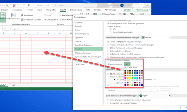 Excel Gitternetzlinien