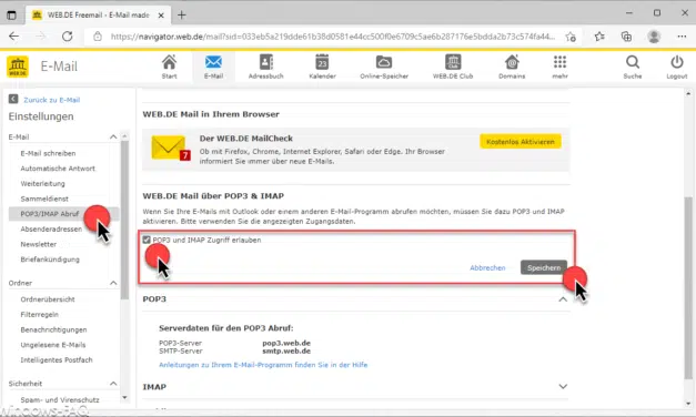 WEB.DE Konto einrichten Windows 11 Mail App
