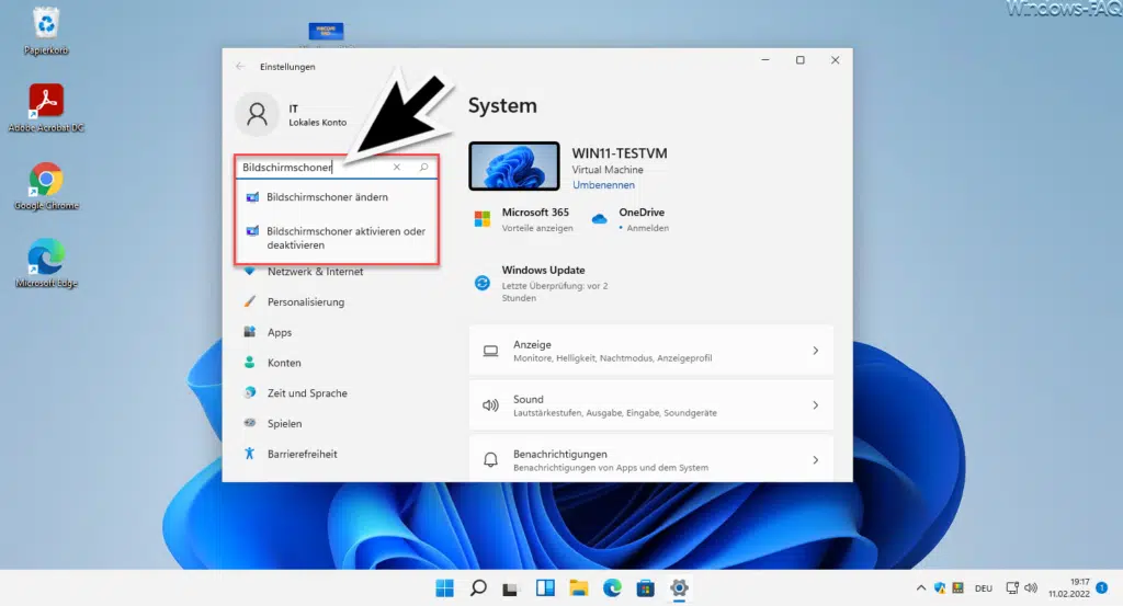 Windows 11 Bildschirmschoner einrichten