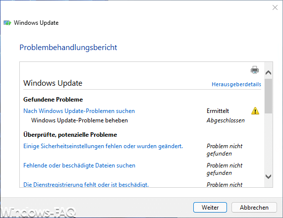 Windows 11 Problembehandlungsbericht