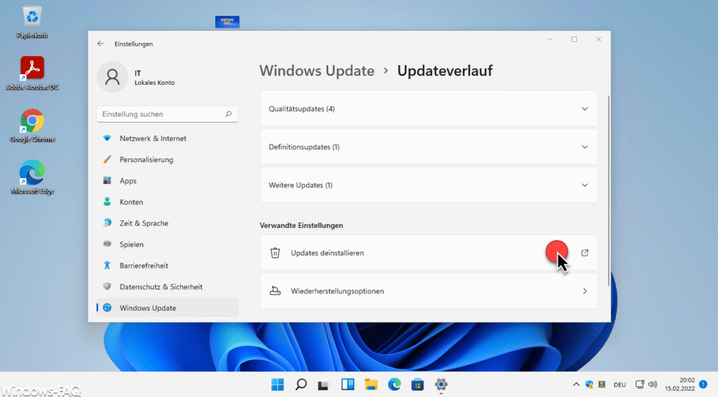 Windows 11 Updates deinstallieren