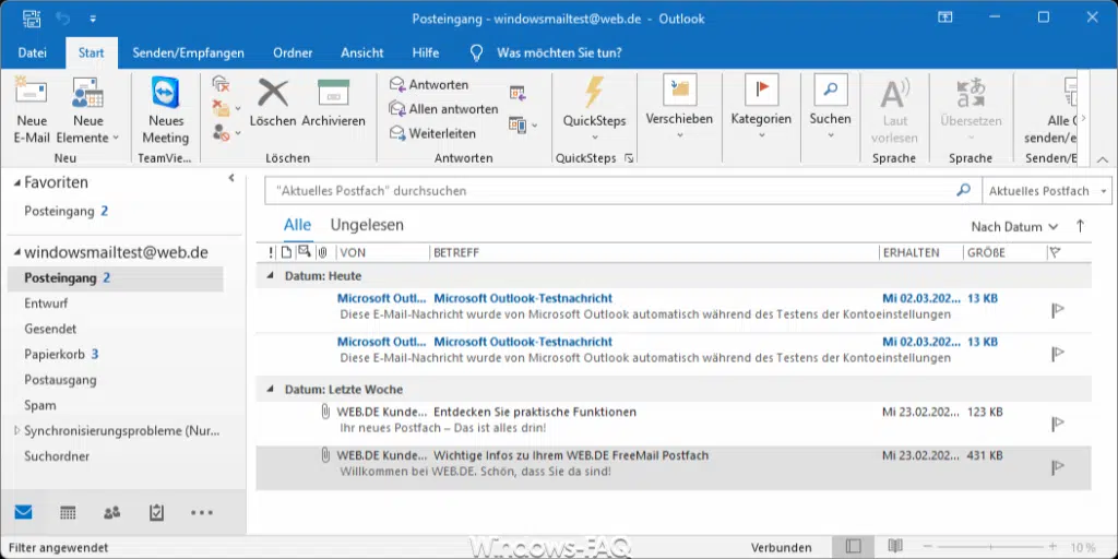 Outlook Postfach Web.de