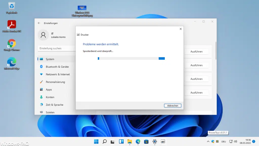 Windows 11 Drucker Problembehandlung wird ausgeführt