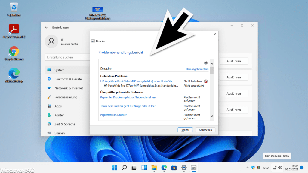 Windows 11 Drucker Problembehandlungsbericht
