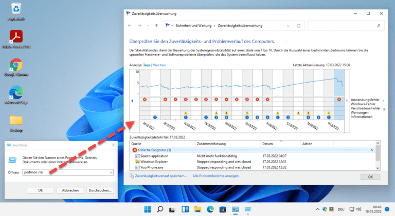 Windows 11 Zuverlässigkeitsüberwachung