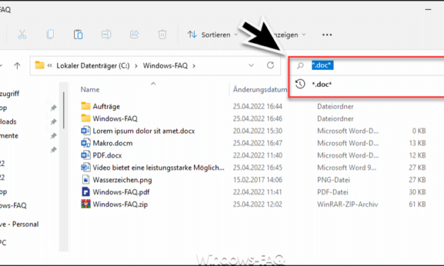 Mit dem Windows Explorer Word Dateien suchen