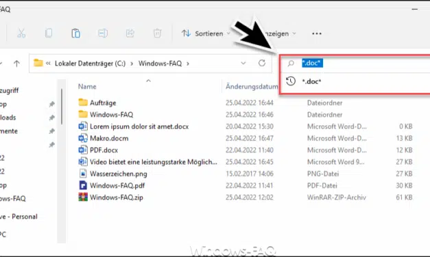 Mit dem Windows Explorer Word Dateien suchen