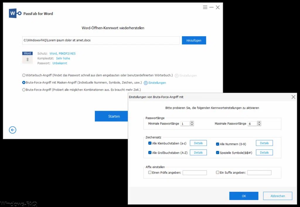 Word Kennwort knacken