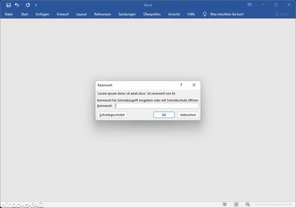Word Kennwort mit Schreibzugriff - Schreibschutz