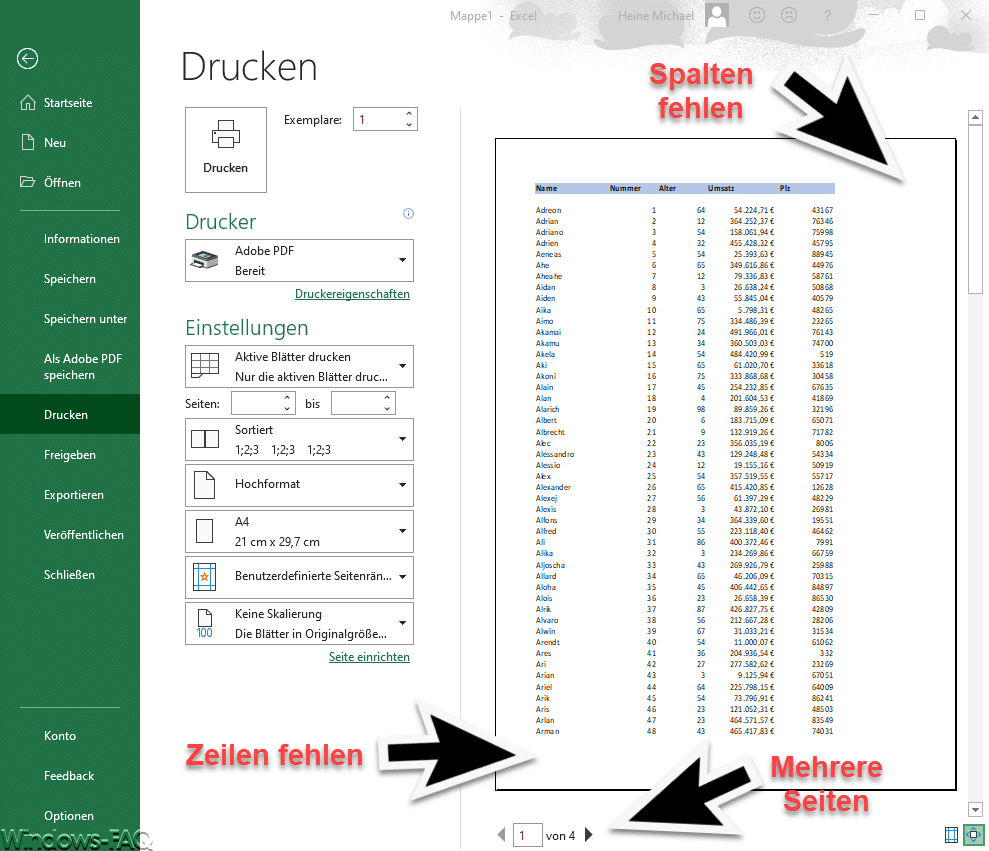 Excel Ausdruck passt nicht auf eine Seite
