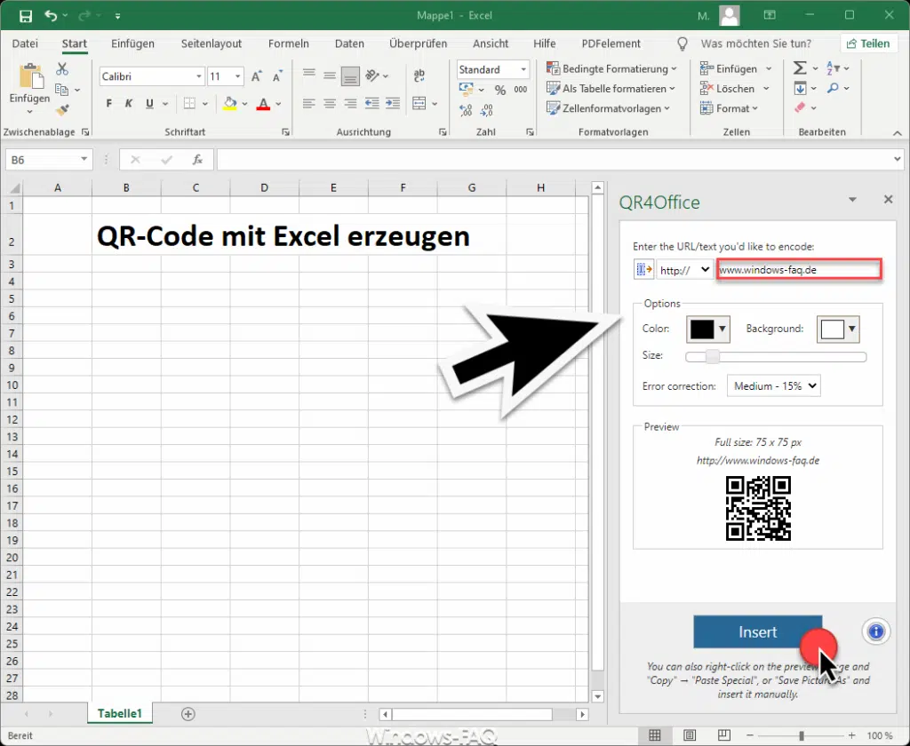 Excel QR-Code aus Link erzeugen