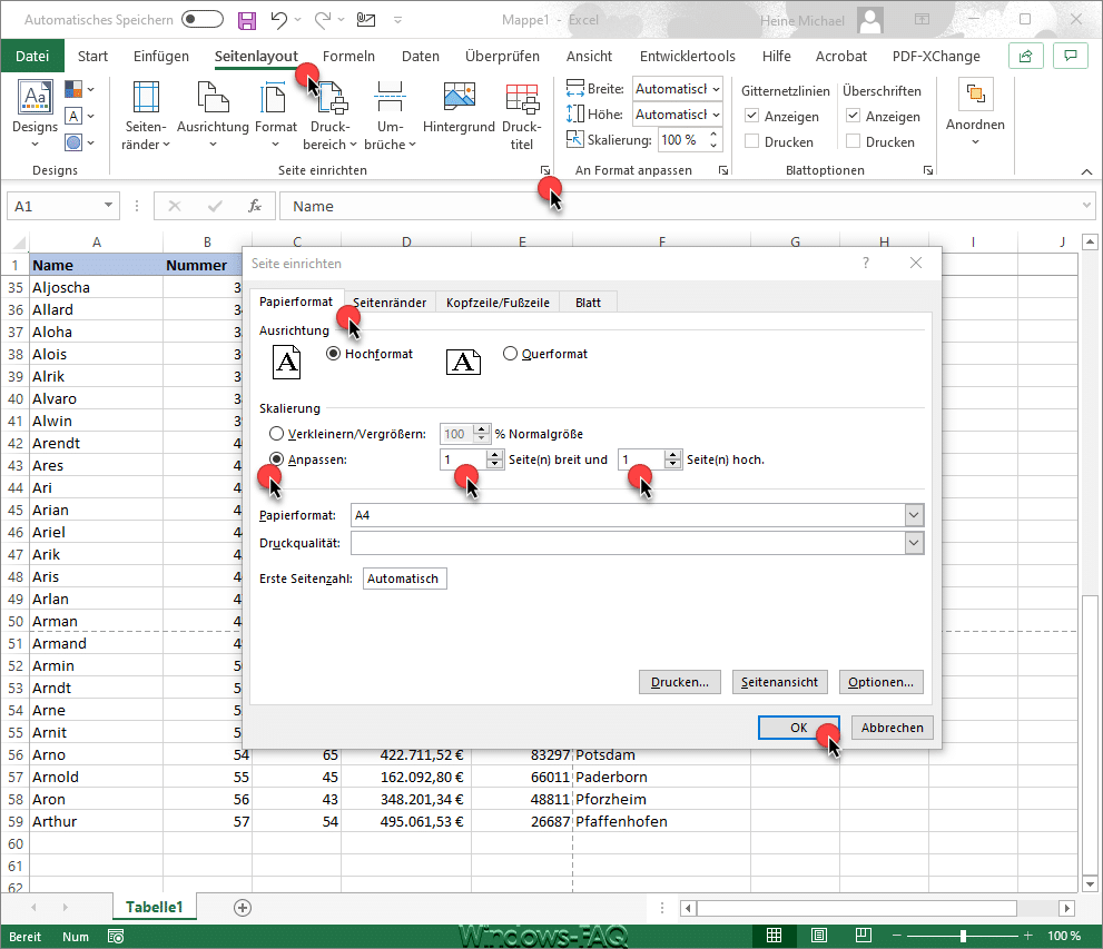 Excel Seite anpassen