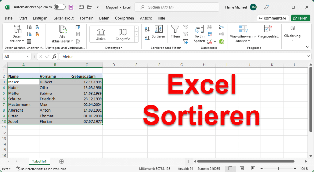 Excel Sortieren