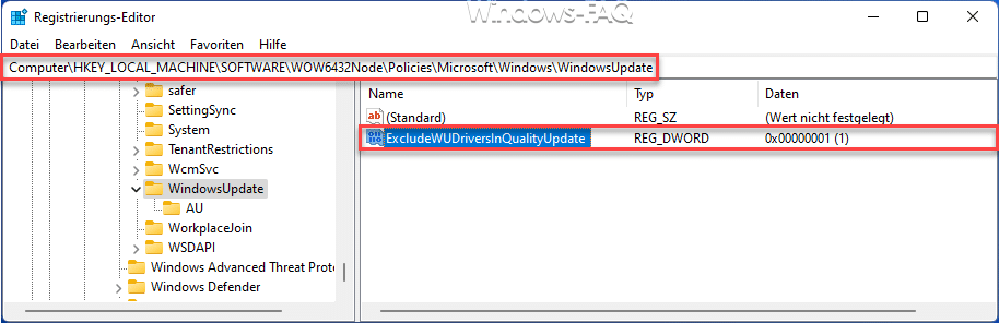 ExcludeWUDriversInQualityUpdate Windows 11
