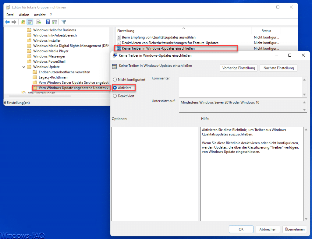 Keine Treiber in Windows-Updates einschließen