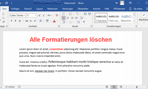 Word Formatierung löschen