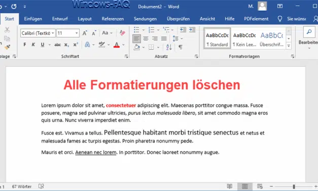 Word Formatierung löschen