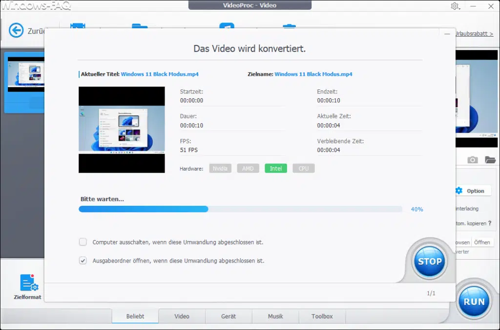 Das Video wird konvertriert