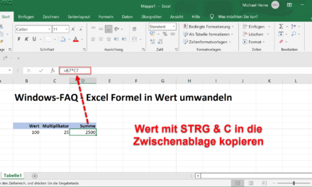 Excel Formel in Wert umwandeln