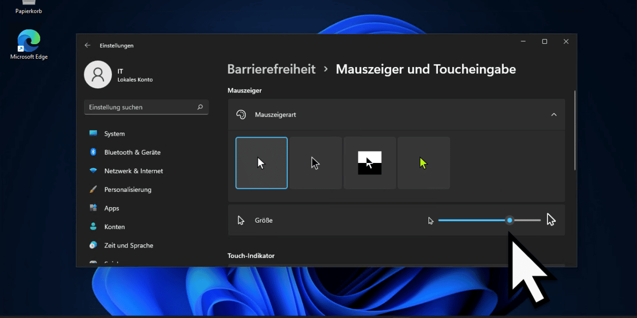 Windows 11 Mauszeiger Größe und Aussehen ändern