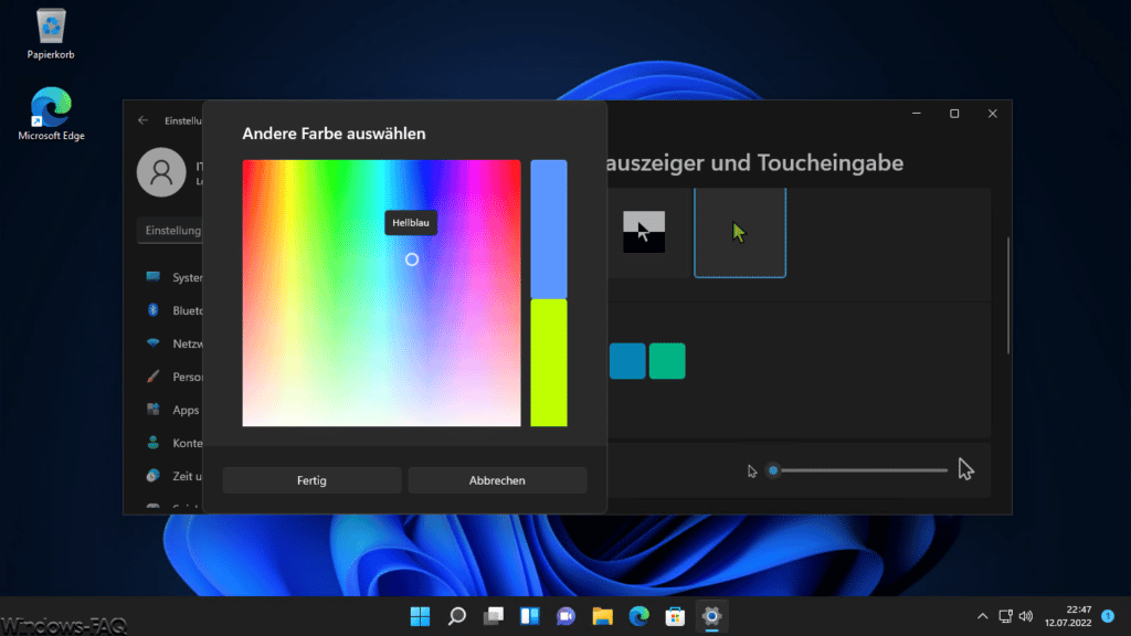 Windows 11 Mausfarbe