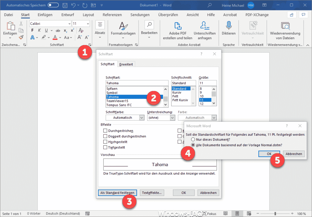 Word Standardschriftart und Schriftgröße ändern