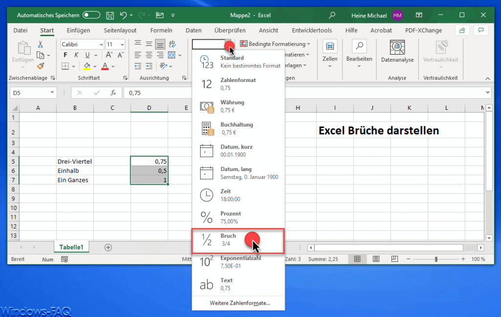 Excel Zahlformat Bruch
