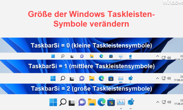 Windows – Größe der Taskleistensymbole
