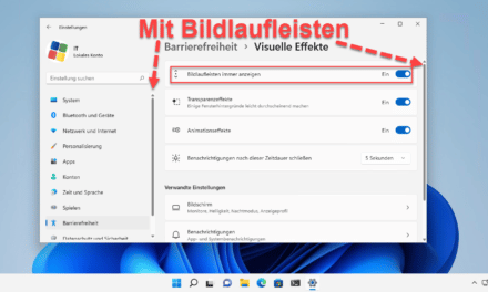 Windows 11 Bildlaufleisten (Scrollbalken)