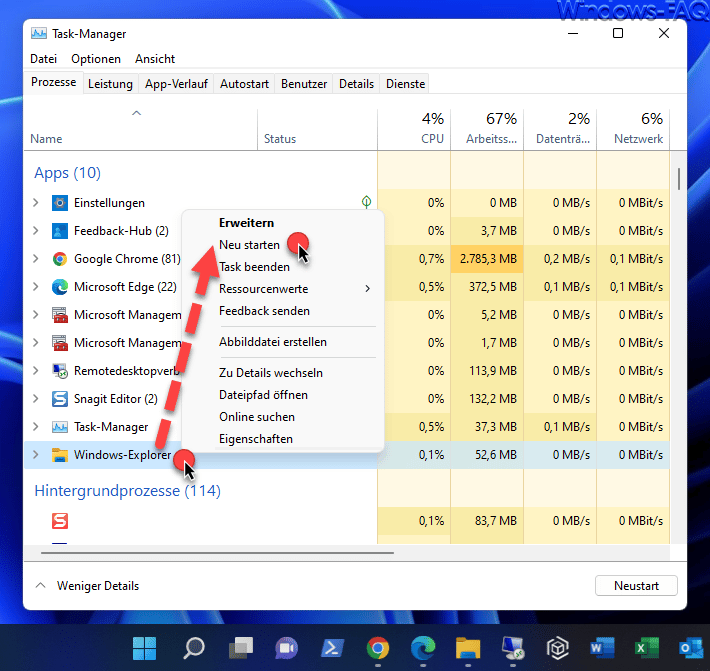 Windows Explorer Neu starten